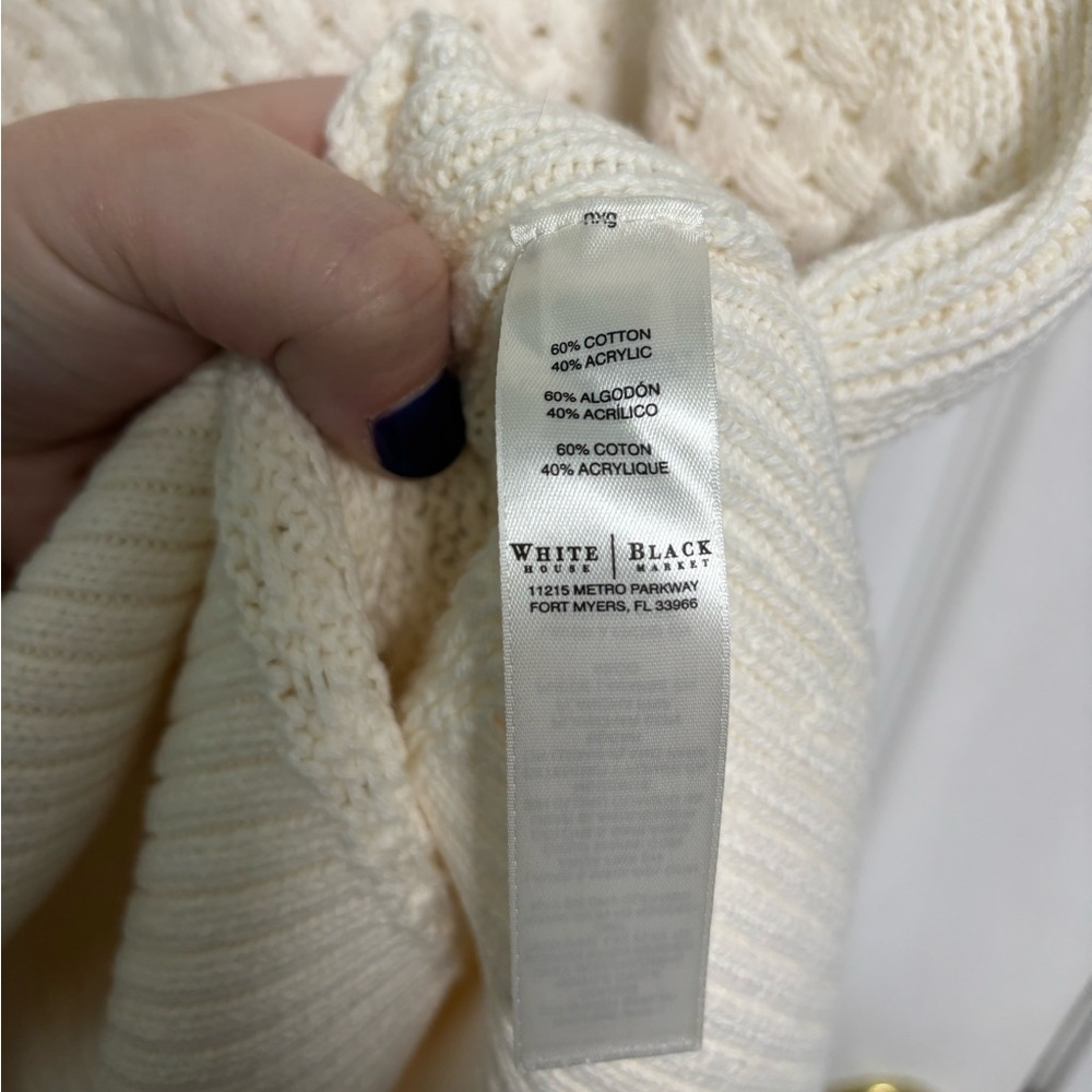 White House Black Market Cream Sleeveless Mock Neck Knit Sweater Women’s XS - Picture 4 of 7